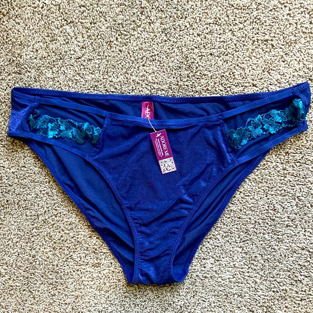 NWT New Adore Me shimmer dark blue cutout bikini panties Sz XL